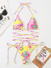 Women's Bikini Floral Print Beach Strap Swimsuit - 808Lush