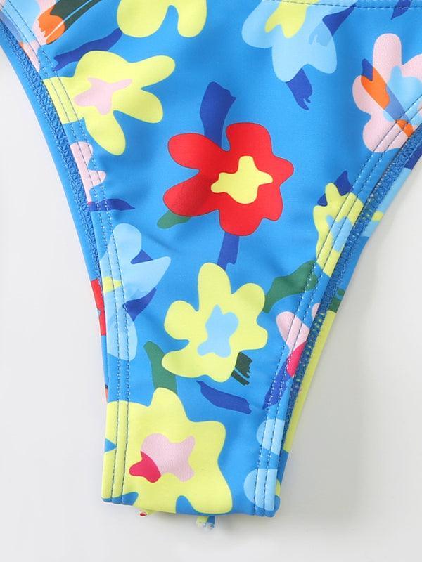 Women's Bikini Floral Print Beach Strap Swimsuit - 808Lush