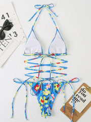 Women's Bikini Floral Print Beach Strap Swimsuit - 808Lush