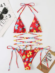 Women's Bikini Floral Print Beach Strap Swimsuit - 808Lush