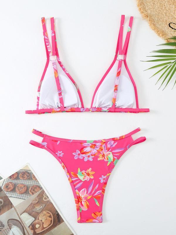 Women's Bikini Floral Print Double Strap Swimsuit - 808Lush