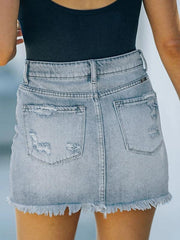 Women's Casual Ripped Denim Skirt - 808Lush