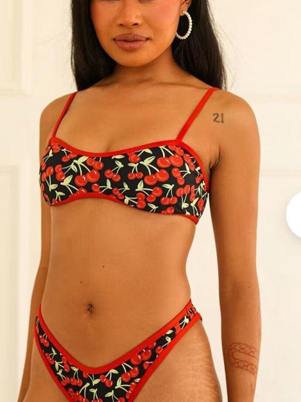 Women's Cherry Print Bandeau Bikini - 808Lush