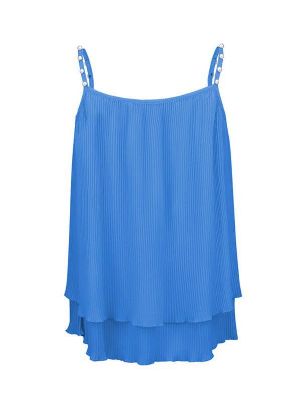 Women's Chiffon Pleated Pearl Camisole Top - 808Lush