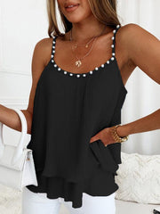 Women's Chiffon Pleated Pearl Camisole Top - 808Lush