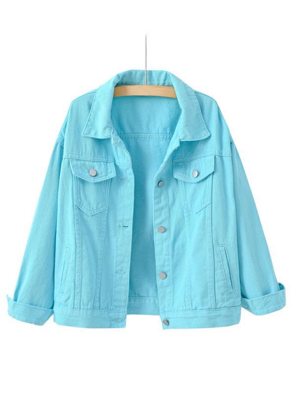 Women's Colorful Large Size Denim Jacket - 808Lush