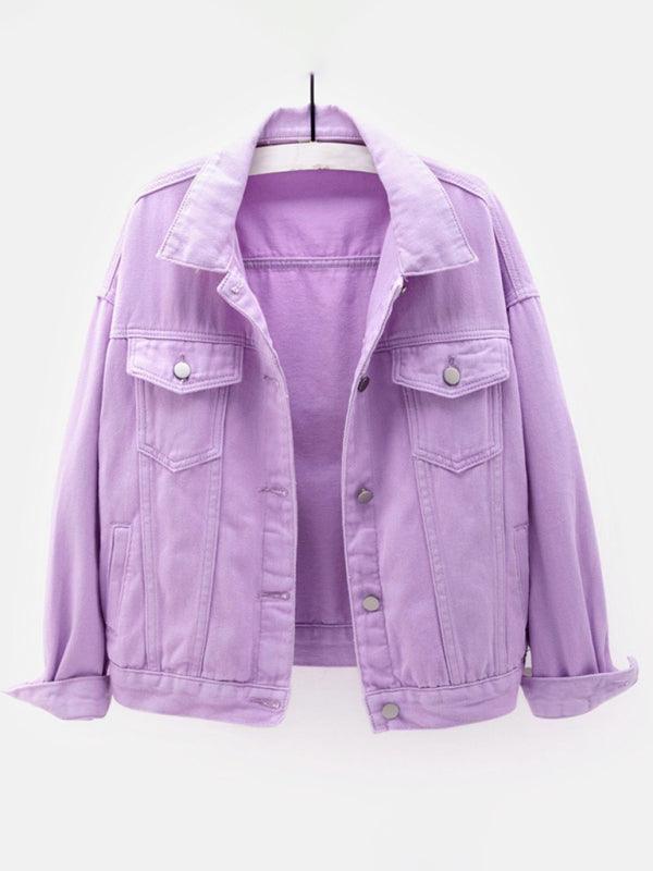 Women's Colorful Large Size Denim Jacket - 808Lush