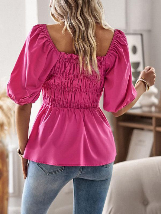 Women's French Square Neck Waist Top - 808Lush