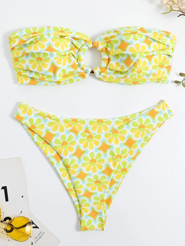 Women's Split Bandeau Double Fabric Swimsuit Bikini - 808Lush