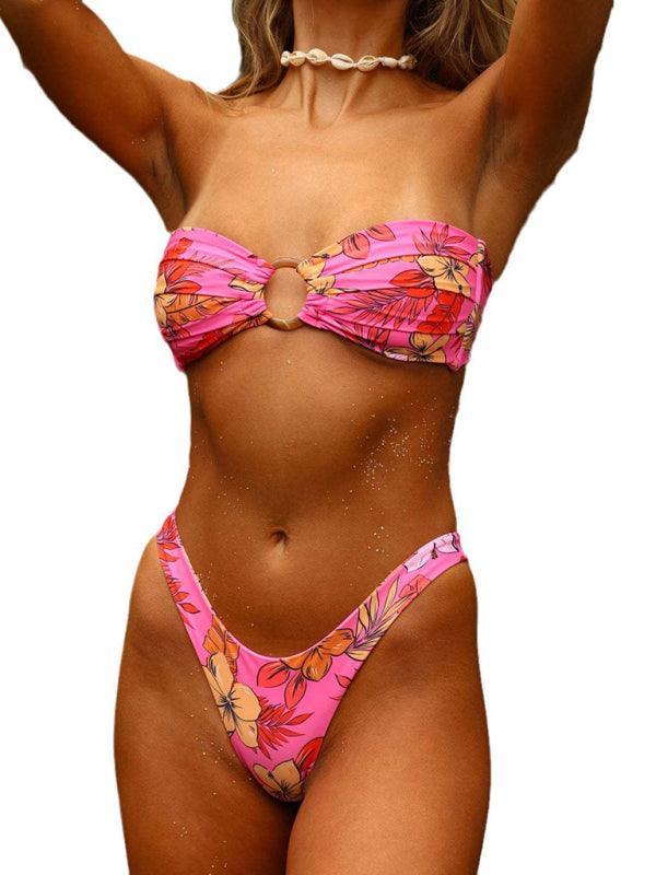 Women's Split Bandeau Double Fabric Swimsuit Bikini - 808Lush