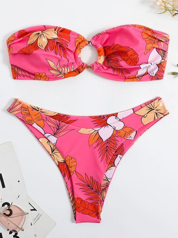 Women's Split Bandeau Double Fabric Swimsuit Bikini - 808Lush