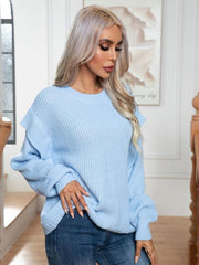 Women's Style Drop Shoulder Long Sleeve Loose Knitted Sweater - 808Lush