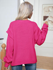 Women's Style Drop Shoulder Long Sleeve Loose Knitted Sweater - 808Lush