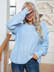 Women's Style Drop Shoulder Long Sleeve Loose Knitted Sweater - 808Lush