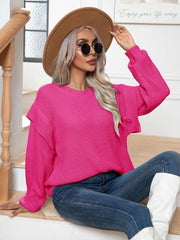 Women's Style Drop Shoulder Long Sleeve Loose Knitted Sweater - 808Lush