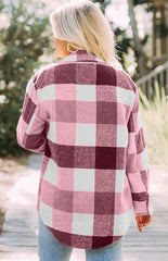 Women's Plaid Shirt Single-Breasted Woolen Coat - 808Lush