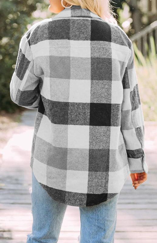 Women's Plaid Shirt Single-Breasted Woolen Coat - 808Lush