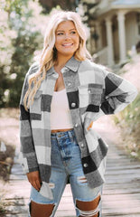 Women's Plaid Shirt Single-Breasted Woolen Coat - 808Lush