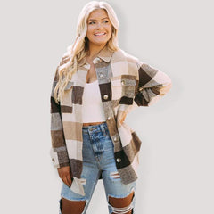 Women's Plaid Shirt Single-Breasted Woolen Coat - 808Lush