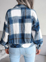 Women's Plaid lantern long sleeve woolen coat - 808Lush