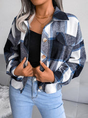 Women's Plaid lantern long sleeve woolen coat - 808Lush