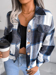 Women's Plaid lantern long sleeve woolen coat - 808Lush