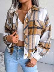 Women's Plaid lantern long sleeve woolen coat - 808Lush