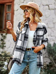 Women's Plaid long sleeve casual coat - 808Lush