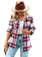 Women's Plaid long sleeve casual coat - 808Lush