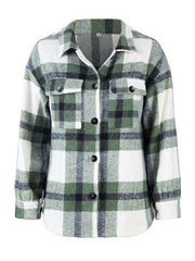 Women's Plaid long sleeve casual coat - 808Lush