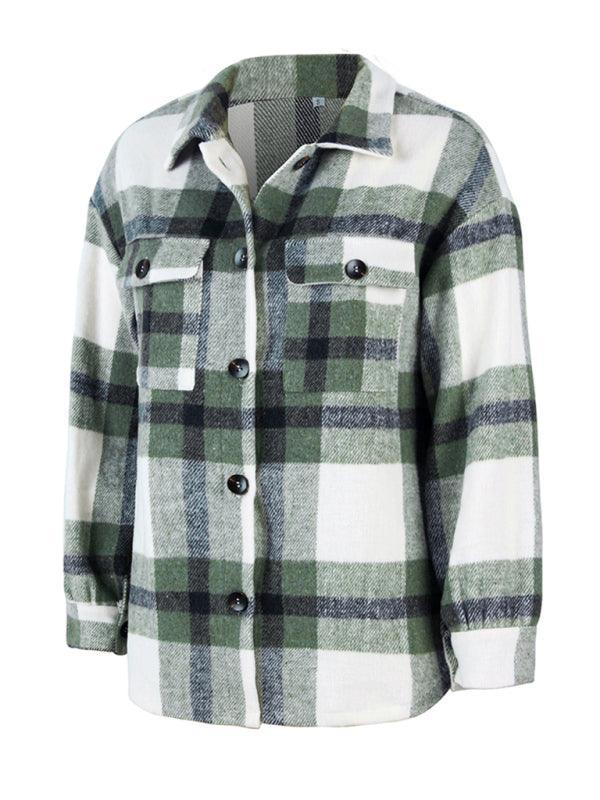 Women's Plaid long sleeve casual coat - 808Lush