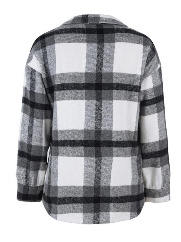 Women's Plaid long sleeve casual coat - 808Lush