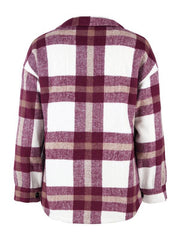 Women's Plaid long sleeve casual coat - 808Lush