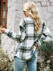 Women's Plaid long sleeve casual coat - 808Lush