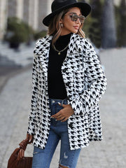 Women's Plush Women's Long Sleeve Loose Houndstooth Jacket - 808Lush