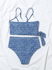 Women's Polka Dot Print Cross Tie High Waist Bikini - 808Lush