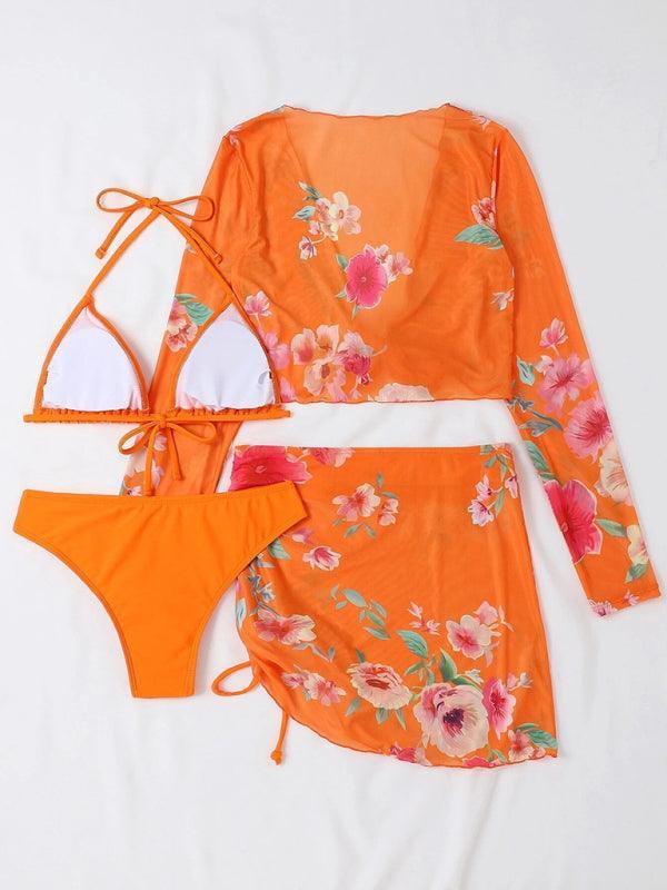 3 Piece Bikini Set Drawstring Long-Sleeve - 808Lush