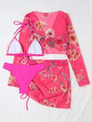 3 Piece Bikini Set Drawstring Long-Sleeve - 808Lush