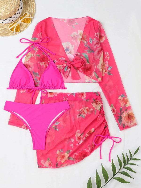 3 Piece Bikini Set Drawstring Long-Sleeve - 808Lush