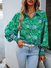 Women's Printed Vacation Casual Long Sleeve Top - 808Lush