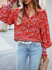 Women's Printed Vacation Casual Long Sleeve Top - 808Lush