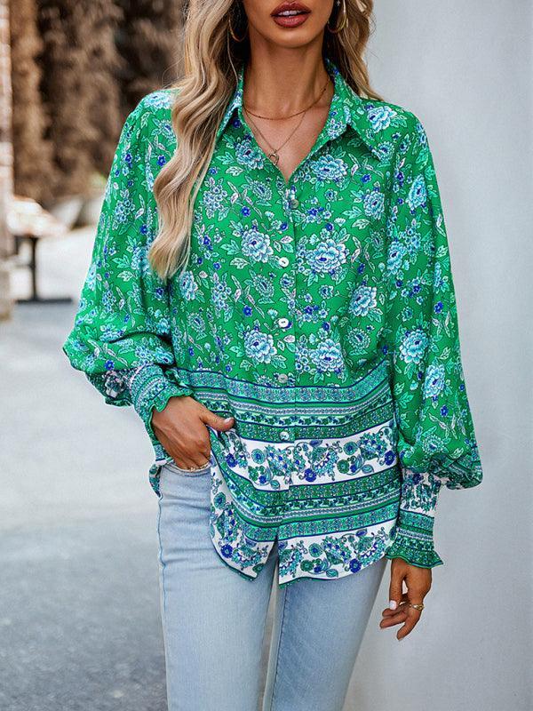 Women's Printed Vacation Casual Long Sleeve Top - 808Lush