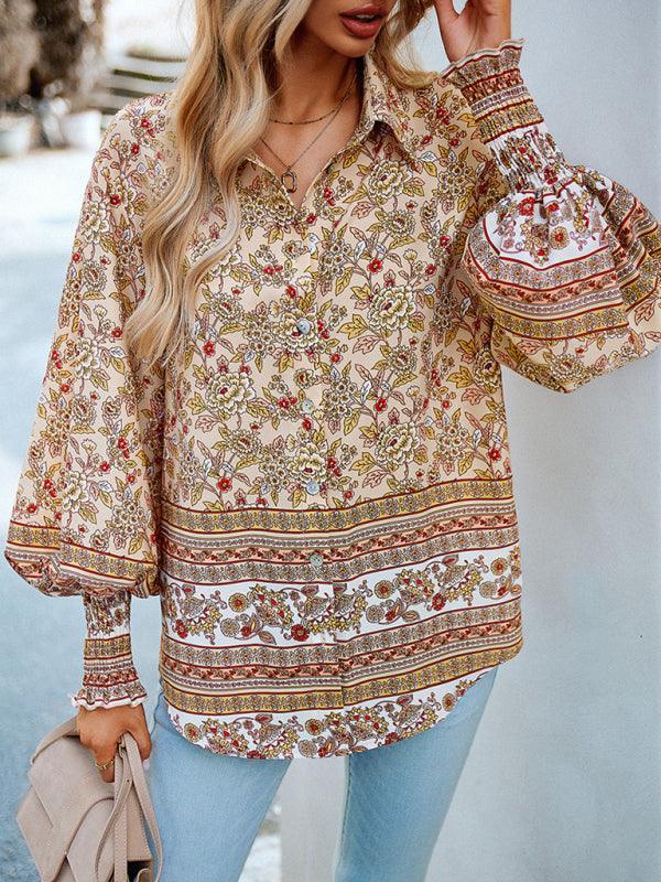 Women's Printed Vacation Casual Long Sleeve Top - 808Lush