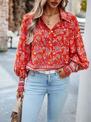 Women's Printed Vacation Casual Long Sleeve Top - 808Lush