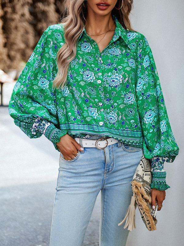 Women's Printed Vacation Casual Long Sleeve Top - 808Lush