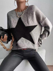 Women's Pullover Round Neck Star Thread Sweater - 808Lush