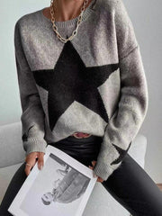 Women's Pullover Round Neck Star Thread Sweater - 808Lush