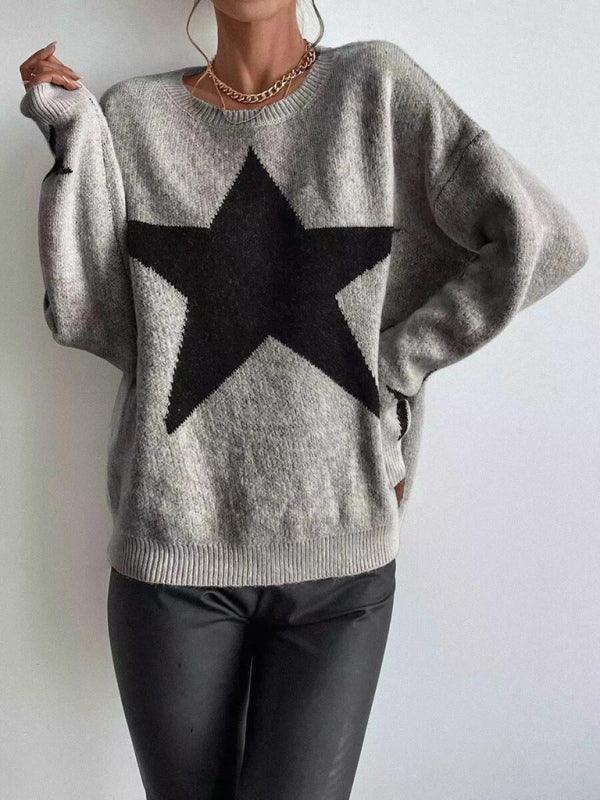 Women's Pullover Round Neck Star Thread Sweater - 808Lush