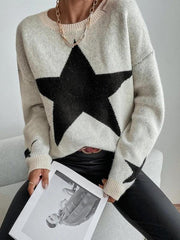 Women's Pullover Round Neck Star Thread Sweater - 808Lush