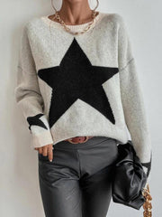 Women's Pullover Round Neck Star Thread Sweater - 808Lush